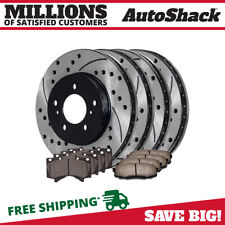Front & Rear Drilled Slotted Brake Rotors Black & Pads for Toyota Tundra 5.7L picture