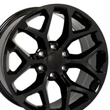22 in Gloss Black 5668 Wheels SET Fit Chevy & GMC Snowflake Rims picture