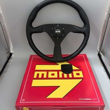MOMO MonteCarlo 350mm 14' Genuine Leather Thickened Spoke Steering Wheel Black* picture