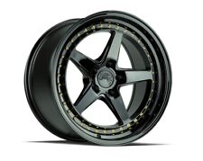 Aodhans Wheels DS05 18x9.5 5x114.3 Offset 30 HB 73.1 Gloss Black W /Gold Rivets picture