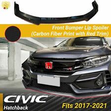 Fits 2017-2021 Honda CIVIC Hatchback Type R Carbon Fiber Style Front Bumper Lip picture