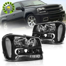 For 2002-2009 Chevy Trailblazer Black Headlights Headlamps Assembly Left+Right picture