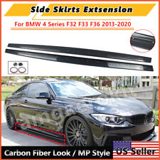 Carbon Style Side Skirts For 14-20 BMW F32 F33 F36 430i M4 M Sport Extension Lip picture