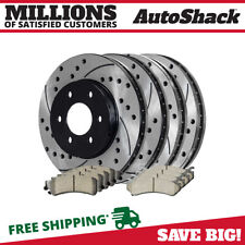 Front & Rear Drilled Slotted Brake Rotors Black & Pads for GMC Sierra 1500 5.3L picture