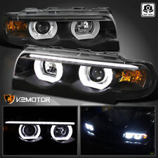 Black Fits 1995-2001 BMW E38 7-Series 740i 740iL LED Halo Projector Headlights picture