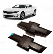 Front Rear Gloss Black Bowtie Emblems Fit For 2016-2022 Chevrolet Camaro Custom picture