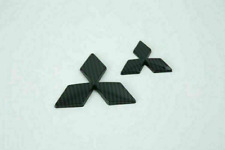 3D Fit Mitsubishi Front Rear Badge Logo Black Carbon Style Plastic Made Emblem picture