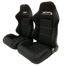 Pair Universal Reclinable Bucket Seats Chairs Sport Racing Slider Adjustable picture