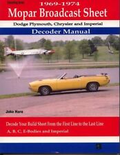 Codes Broadcast Build Sheet Decoder Guide Mopar Dodge Plymouth Chrysler Book picture