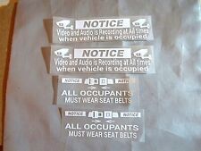 x2)  Multiple Video and Audio+ x2) All occupants must wear seatbelts) 4) LABELS  picture