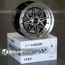 1 Circuit CP24 15x8 4-100 +25 Gloss Black Machined Wheels Fits Honda Civic EK EG picture