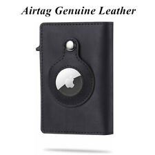 Airtag Wallet Genuine Leather Credit Card Money Holder Air Tag PU Case Cover picture