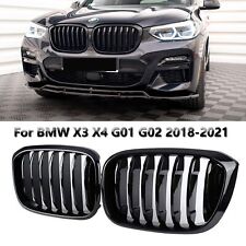 For BMW X3 G01 X4 G02 2018-2021 Gloss ABS Black Front Bumper kidney Grill Grille picture