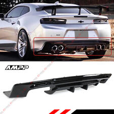 For 16-2024 Chevy Camaro Gloss Black Shark Fin Rear Bumper Diffuser Replacement picture