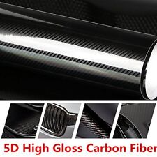 5D Premium HIGH GLOSS Black Carbon Fiber Vinyl Wrap Bubble Free Air Release picture