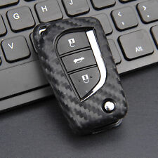 Silicone Carbon Fiber Car Flip Key Case Cover For Toyota Camry/C-HR 2018-2020 picture