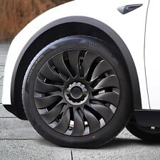 4PCS Tesla Model Y Wheel Cover 19 Inch Symmetrical Matte Black Hubcaps picture