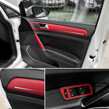 3D Red Carbon Fiber Car Interior Door Panel Stickers Protector Accessories DIY picture