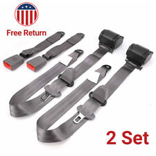 Pair Retractable 3 Point Safety Seat Belt Strap Car Vehicle Adjustable Belt Gray picture
