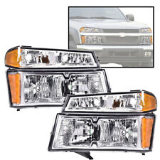 Pair Amber Corner Chrome Headlights Fit For 2004-2012 Chevy Colorado/GMC Canyon picture