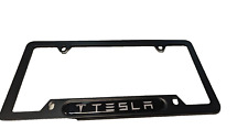 TESLA Logo Black  Steel License Plate Frame  CHROME Model S 3 X Y picture