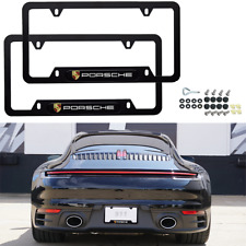 For Porsche Black Stainless Steel License plate frame 2pcs With Front & Rear picture
