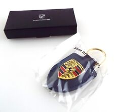 Porsche - Genuine NAVY BLUE Leather Keychain Car Key Chain Ring - NEW picture