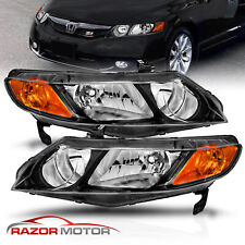 For 2006-2011 Honda Civic 4 Door Sedan Black Factory Style Headlights Pair picture