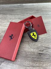 Ferrari Brown LEATHER KEYRING WITH SHIELD Collector keychain Made in Italy picture