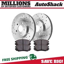 Front Drilled Slotted Brake Rotors Silver & Pads for Chevy Equinox GMC Terrain picture