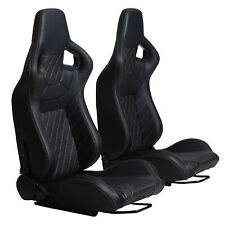 Universal Pair of Racing Seats Sport Reclinable Bucket Seats PVC Leather for Car picture
