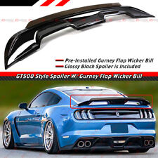 For 2015-2023 Ford Mustang GT500 Style Spoiler W/ Smoke Gurney Flap Wicker Bill picture