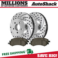Front Drilled Slotted Brake Rotors Silver & Pads for 2006-2018 Ram 1500 5.7L V8 picture