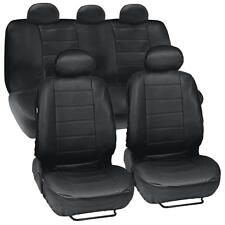 Black Leatherette Car Seat Covers Front Rear Full Set Synthetic Leather Auto picture