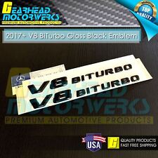 V8 BiTurbo Side Fender Emblem Gloss Black 3D Badge Mercedes AMG 17+ C63 E63 G63 picture