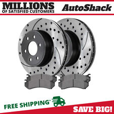 Front Drilled Slotted Brake Rotors Black & Pads for Chevy Silverado 1500 Classic picture