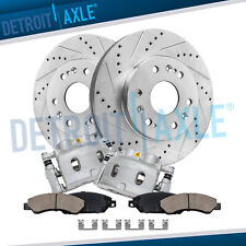 Front Drilled Rotors + Brake Calipers & Ceramic Brake Pads for Chevy Tahoe Yukon picture