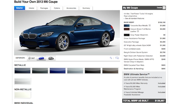 Build your own 2013 BMW M6 Coupe