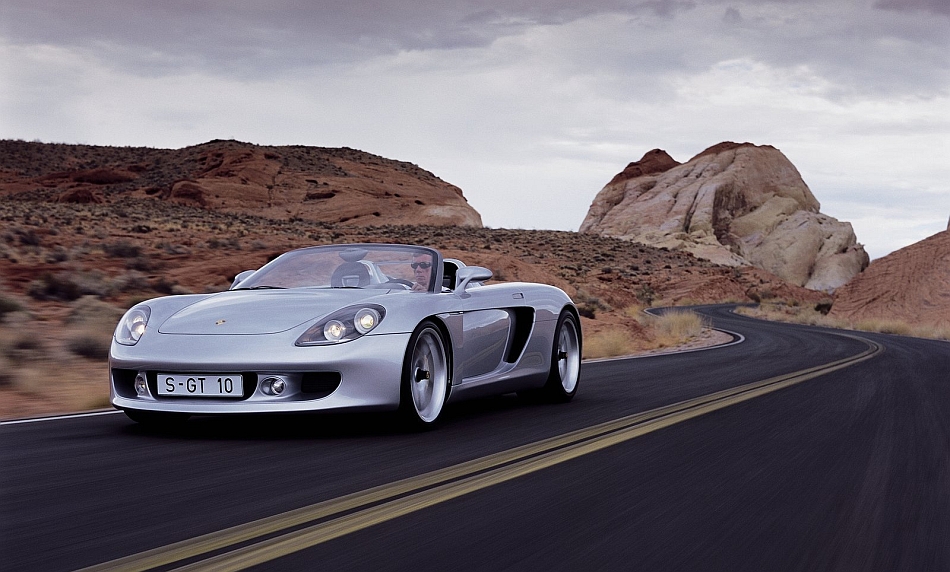 2004 Porsche Carrera GT Front 3-4 Left Cruising In the Desert