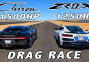Corvette ZR1X vs Bugatti Chiron Drag and Roll Races